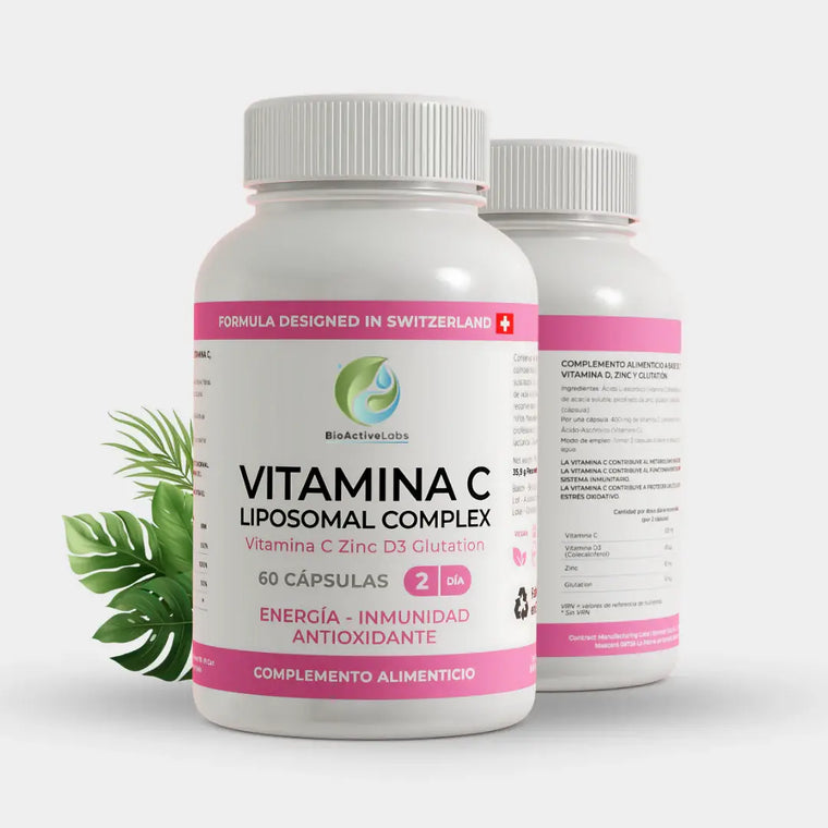 Vitamina C para las defensas | Liposomal con Zinc, Vitamina D3 y Glutatión | 60 Cápsulas